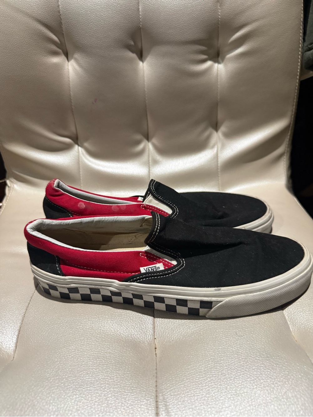 Vans Black Slip-On Sneakers with Red Lining - Picture 2 of 4